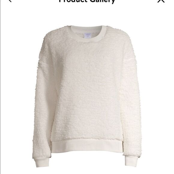 Secret treasures white long sleeve faux Sherpa sleep top size large - Picture 3 of 7